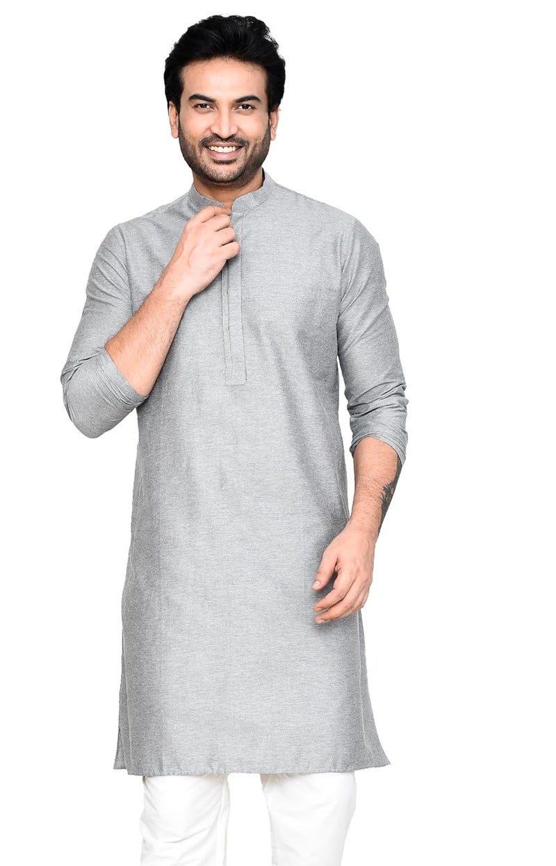 POLY2FAB Hathkargha Men's Khadi Regular Fit Kurta - Solid Pattern Ethnic Wear with Mandarin Collar & Full Sleeves - Image 1
